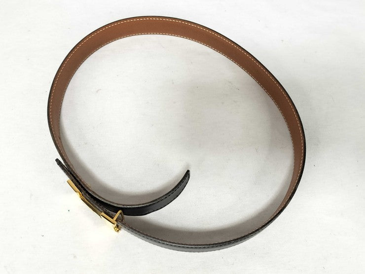 HERMES エルメス ベルト ミニ コンスタンス Hベルト ブラック ゴールド系 レザー レディース H金具 ゴールド金具 美品