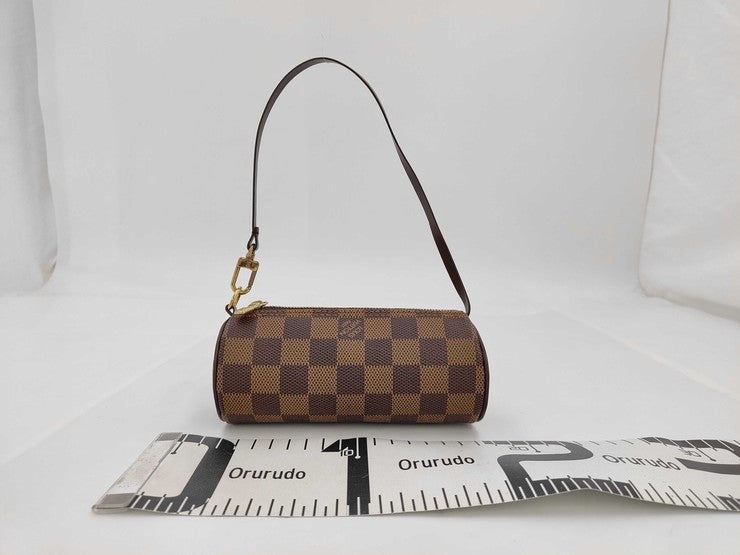 LOUIS VUITTON ルイヴィトン ポーチ パピヨン30用ポーチ エベヌ（ブラウン）系 ダミエ レディース ゴールド金具 美品