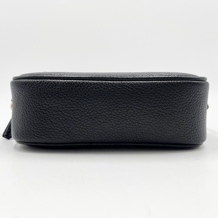 Salvatore Ferragamo フェラガモ ショルダーバッグ ヴァラリボン EE-21 H498 ブラック系 レザー レディース ゴールド金具 美品