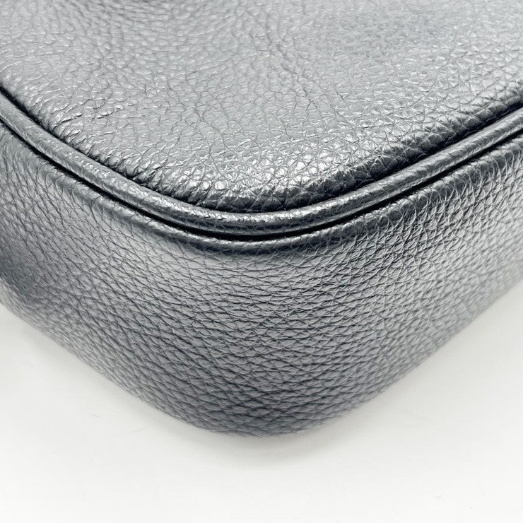 Salvatore Ferragamo フェラガモ ショルダーバッグ ヴァラリボン EE-21 H498 ブラック系 レザー レディース ゴールド金具 美品