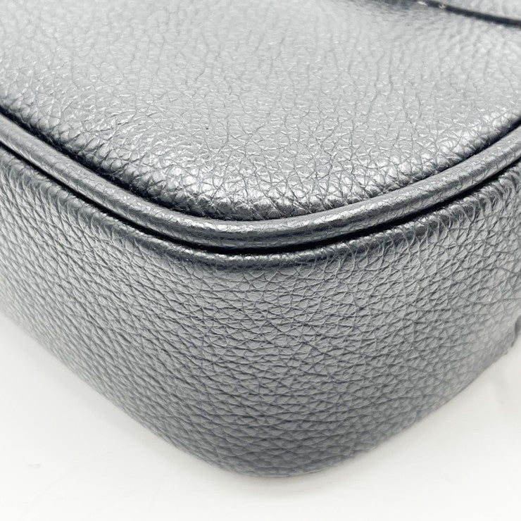 Salvatore Ferragamo フェラガモ ショルダーバッグ ヴァラリボン EE-21 H498 ブラック系 レザー レディース ゴールド金具 美品