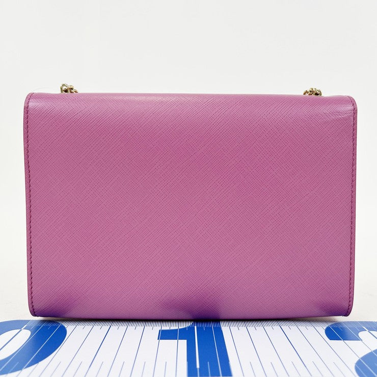 Salvatore Ferragamo フェラガモ ショルダーバッグ ヴァラリボン AU-22/C490 ピンク系 レザー レディース チェーン ゴールド金具 美品