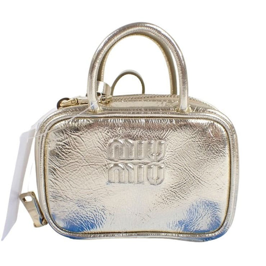 miu miu ミュウミュウ バッグチャーム マイクロバッグチャーム 5NR036 ゴールド系 レザー レディース ミニ 美品