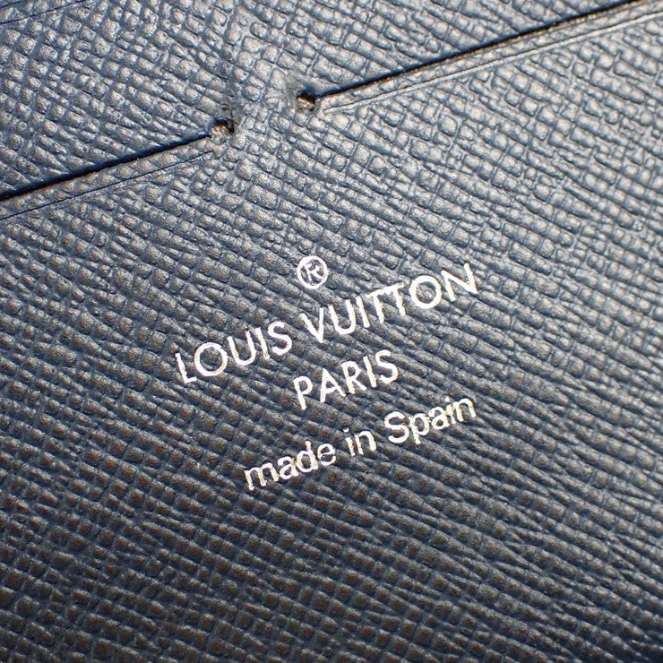 LOUIS VUITTON ルイヴィトン 長財布 ジッピー オーガナイザー M30515 ブルーマリーヌ(ネイビー系) タイガ メンズ ラウンドファスナー トラベルケース シルバー金具 美品