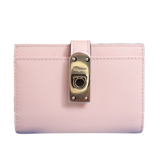 Salvatore Ferragamo フェラガモ カードケース ガンチーニ 220552 ピンク系 レザー レディース ゴールド金具 美品