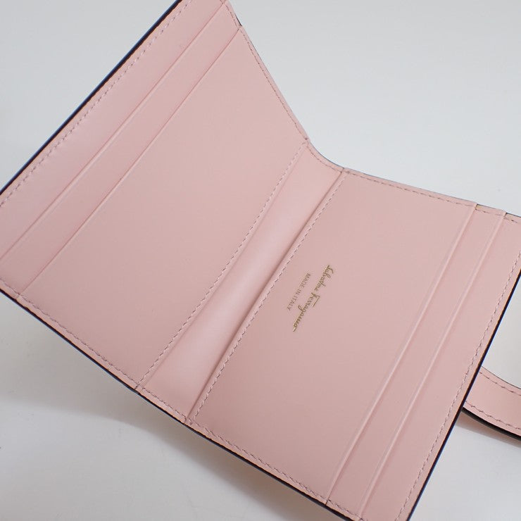 Salvatore Ferragamo フェラガモ カードケース ガンチーニ 220552 ピンク系 レザー レディース ゴールド金具 美品