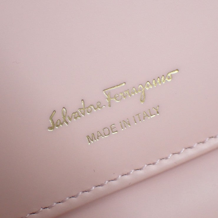 Salvatore Ferragamo フェラガモ カードケース ガンチーニ 220552 ピンク系 レザー レディース ゴールド金具 美品