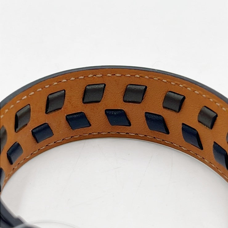 HERMES エルメス ブレスレット エトリヴィエール ダービー ブラック カーキ系 カーフ レディース シルバー金具