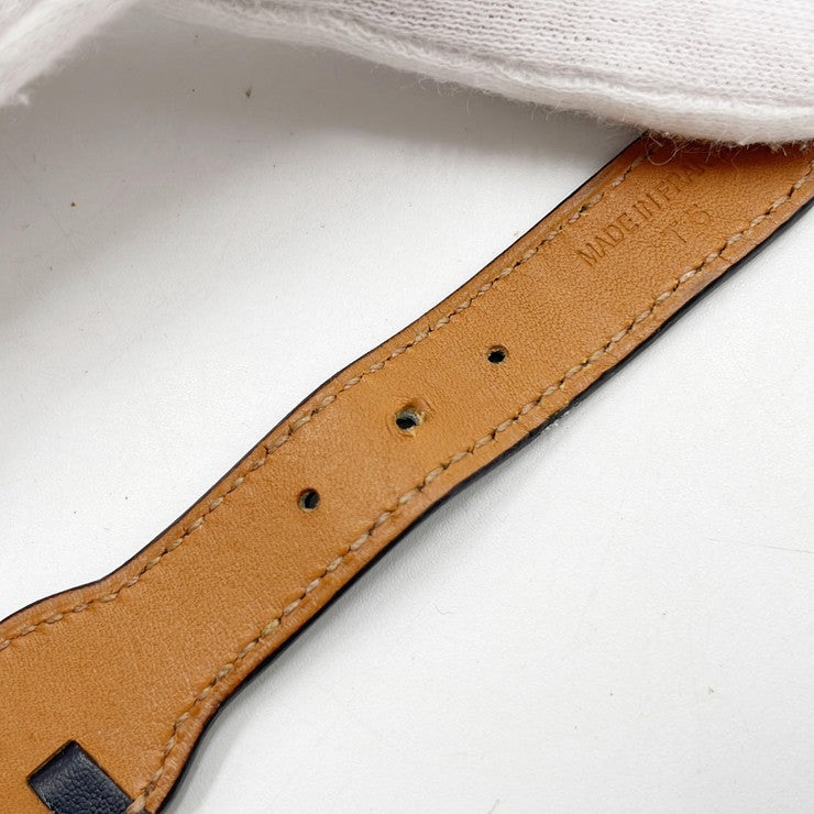 HERMES エルメス ブレスレット エトリヴィエール ダービー ブラック カーキ系 カーフ レディース シルバー金具