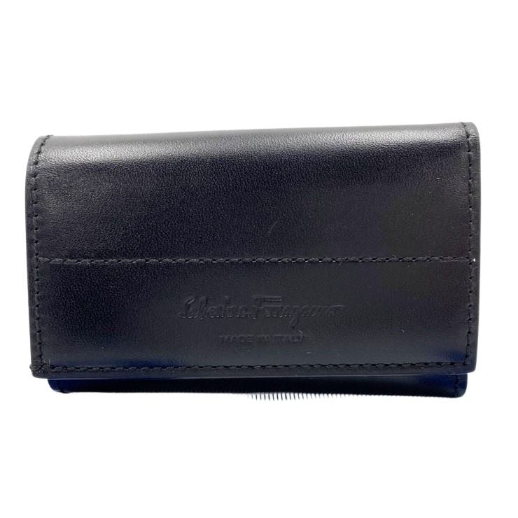 Salvatore Ferragamo フェラガモ キーケース AQ-66 4518 ブラック系 レザー ユニセックス 6連 シルバー金具