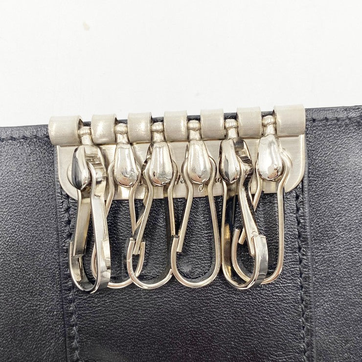Salvatore Ferragamo フェラガモ キーケース AQ-66 4518 ブラック系 レザー ユニセックス 6連 シルバー金具