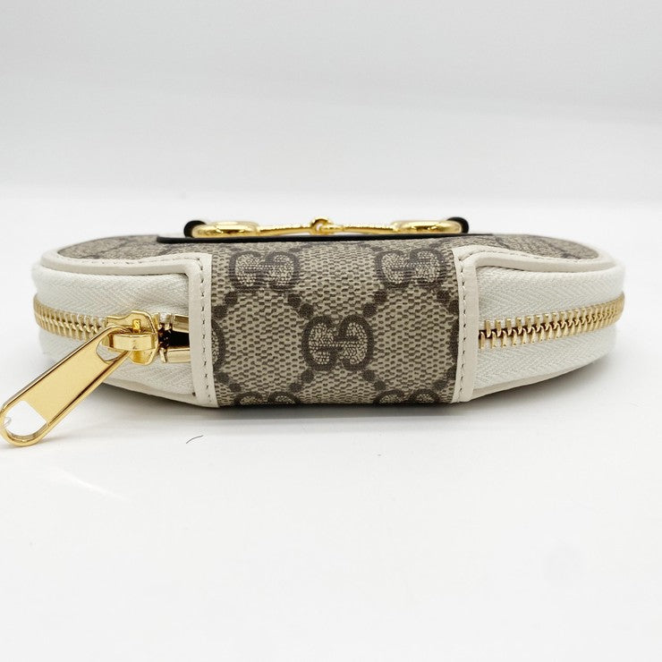 GUCCI グッチ コインケース GGスプリーム ホースビット 622040 アイボリー ベージュ系 レザー PVC レディース ゴールド金具 美品