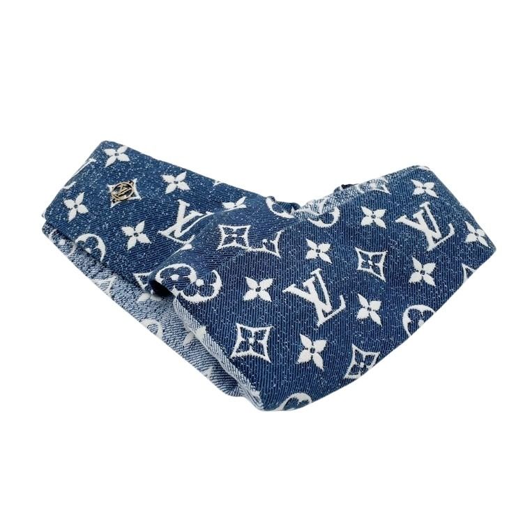 LOUIS VUITTON ルイヴィトン ヘアバンド モノグラムデニム クロスヘアバンド M77470 ブルー系 コットン100% レディース 美品