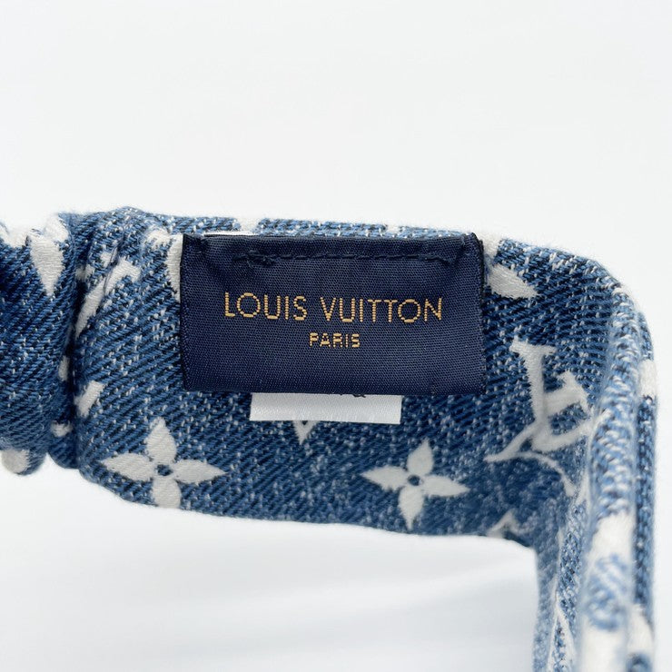 LOUIS VUITTON ルイヴィトン ヘアバンド モノグラムデニム クロスヘアバンド M77470 ブルー系 コットン100% レディース 美品