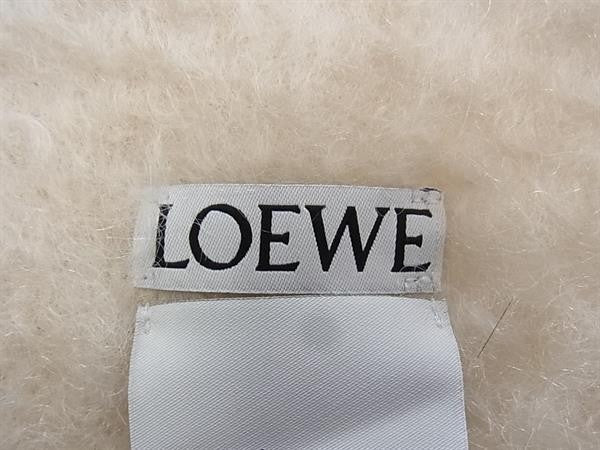 LOEWE ロエベ マフラー アナグラム A 28003861 アイボリー系 モヘヤ73% ウール24% ナイロン3% レディース フリンジ 美品