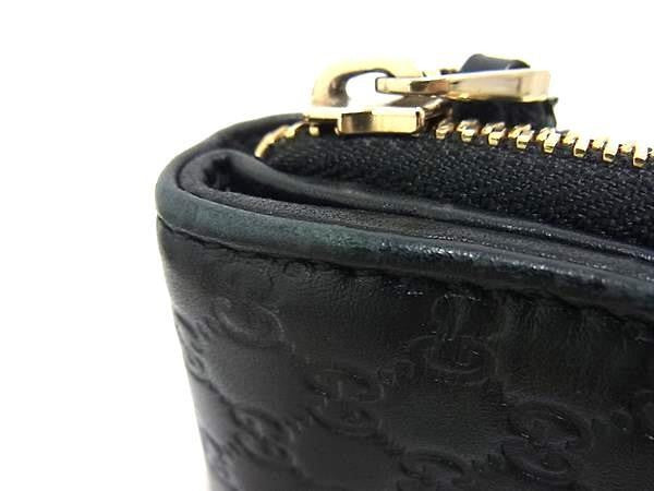 GUCCI グッチ 長財布 マイクログッチシマ ジップアラウンド ウォレット 449364 ブラック系 レザー ユニセックス フラップ 二つ折り財布 ラウンドファスナー 美品