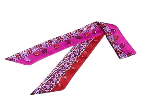 HERMES エルメス リボンスカーフ ツイリー PARURES DES MAHARAJAS マハラジャの装身具 H063254S 06 フューシャ マルチカラー系 シルク100％ レディース 超美品