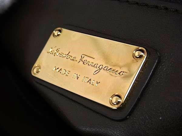 SalvatoreFerragamo フェラガモ ハンドバッグ ガンチーニ EZ-21 E788 ブラウン系 ムートン × レザー レディース 2WAY ショルダーバッグ ゴールド金具 美品