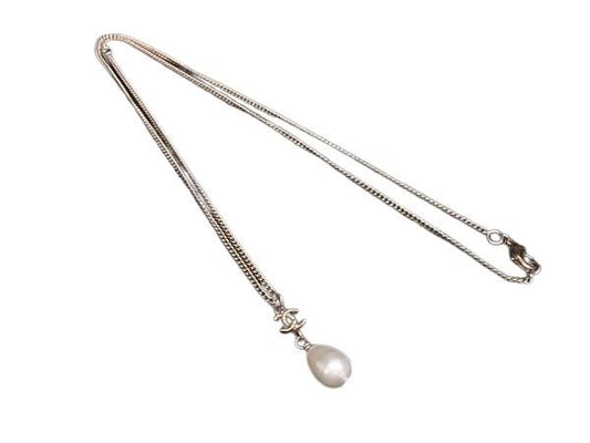CHANEL シャネル ネックレス ココマーク ゴールド系 メタル × フェイクパール レディース B12C ペンダント 美品