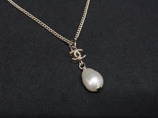 CHANEL シャネル ネックレス ココマーク ゴールド系 メタル × フェイクパール レディース B12C ペンダント 美品
