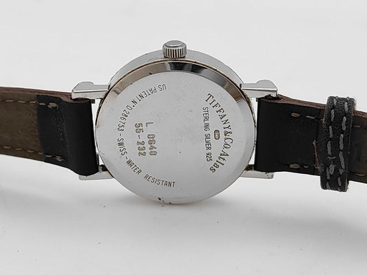 Tiffany&Co. ティファニー 腕時計 アトラス L0640 シルバー ブラック系 SV925 レザー レディース 2針 クオーツ 美品