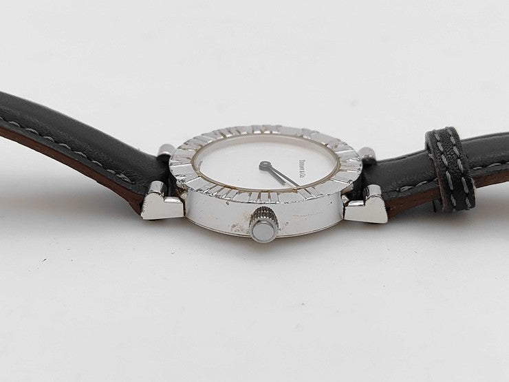 Tiffany&Co. ティファニー 腕時計 アトラス L0640 シルバー ブラック系 SV925 レザー レディース 2針 クオーツ 美品