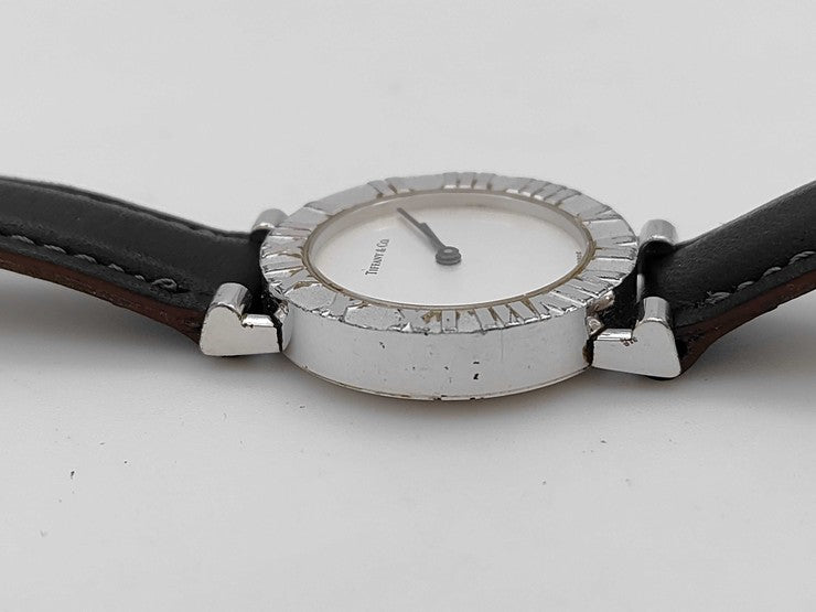 Tiffany&Co. ティファニー 腕時計 アトラス L0640 シルバー ブラック系 SV925 レザー レディース 2針 クオーツ 美品