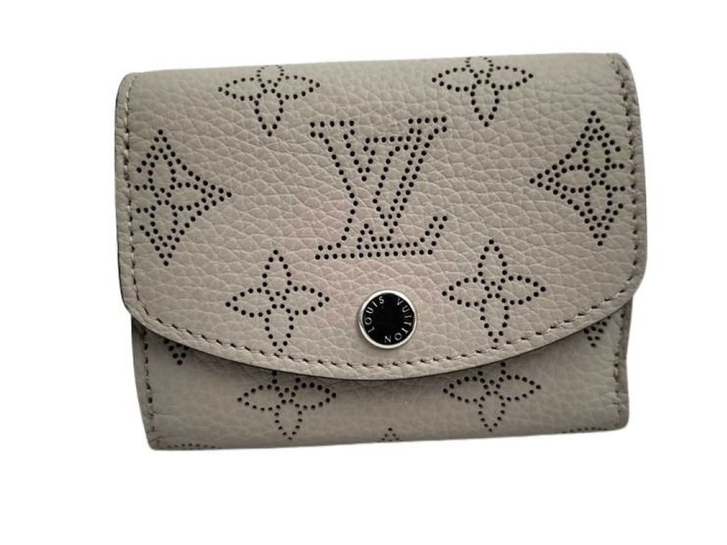 LOUIS VUITTON ルイヴィトン 三つ折り財布 ポルトフォイユ イリス XS M82437 ガレ(ベージュ系） マヒナ レディース シルバー金具 美品