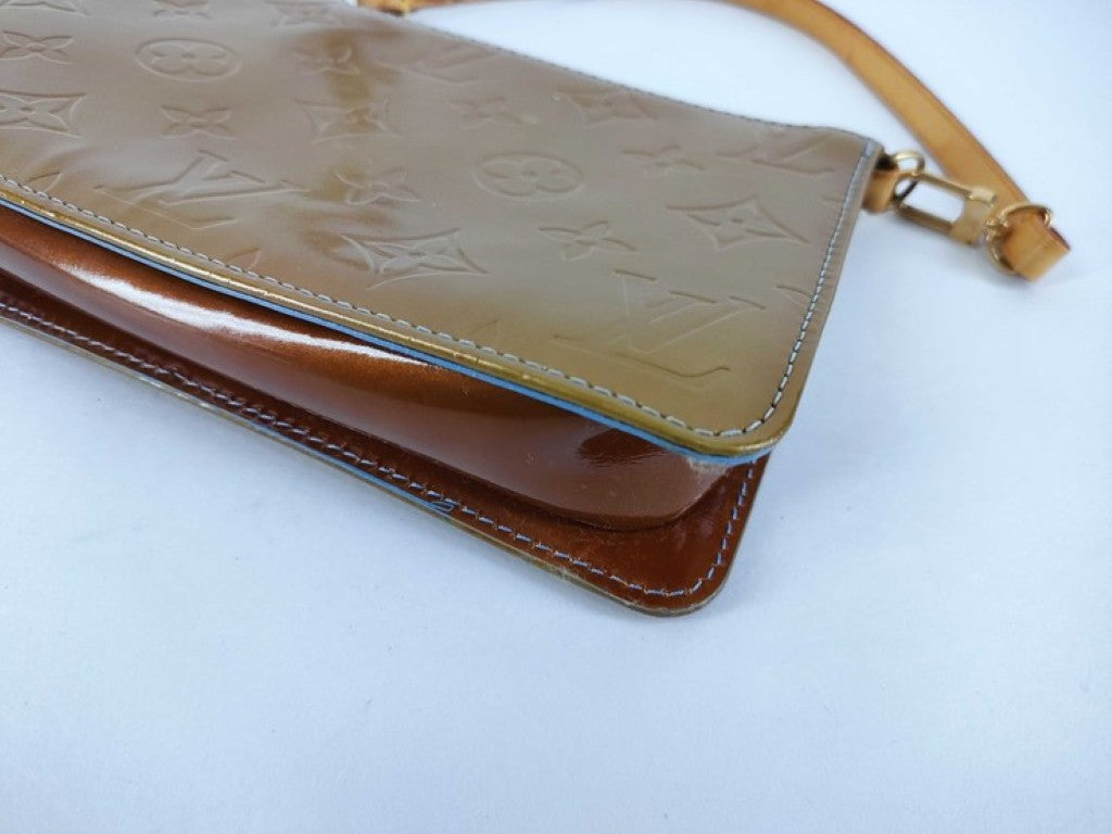 LOUIS VUITTON ルイヴィトン ポーチ レキシントン M91011 グリーン系 モノグラムヴェルニ レディース ハンドバッグ ゴールド金具