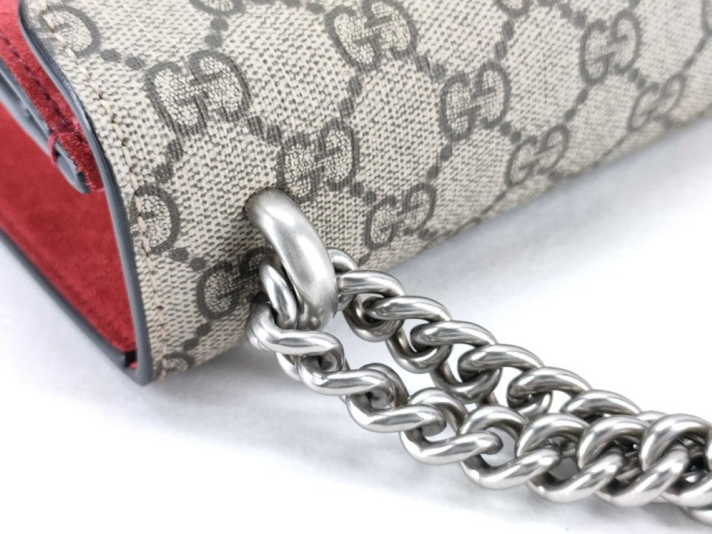 GUCCI グッチ ショルダーバッグ デュオニソス 499623 ベージュ レッド系 GGスプリームキャンバス レディース チェーン シルバー金具 美品