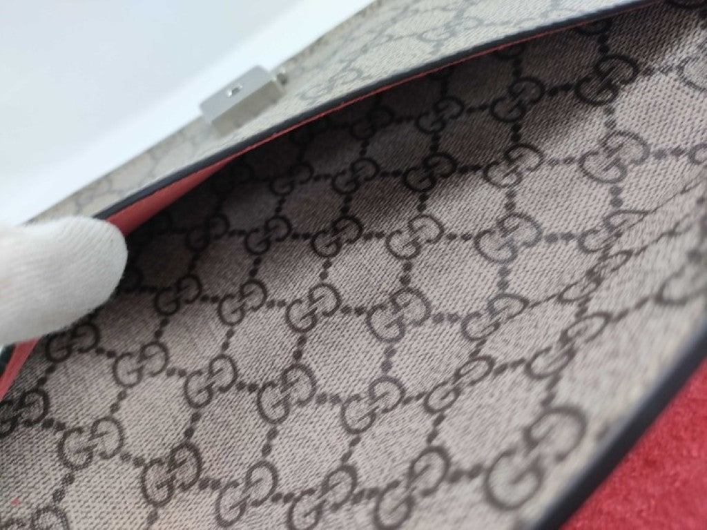GUCCI グッチ ショルダーバッグ デュオニソス 499623 ベージュ レッド系 GGスプリームキャンバス レディース チェーン シルバー金具 美品