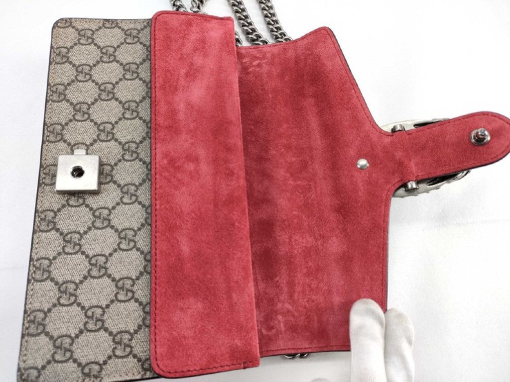 GUCCI グッチ ショルダーバッグ デュオニソス 499623 ベージュ レッド系 GGスプリームキャンバス レディース チェーン シルバー金具 美品