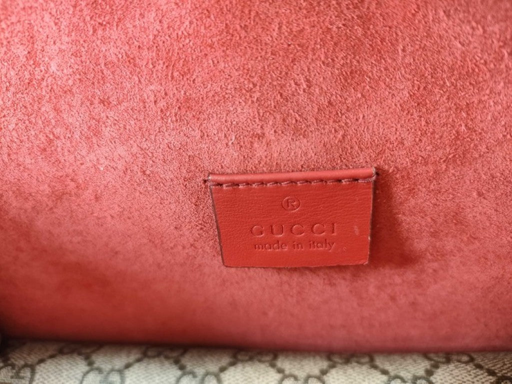 GUCCI グッチ ショルダーバッグ デュオニソス 499623 ベージュ レッド系 GGスプリームキャンバス レディース チェーン シルバー金具 美品