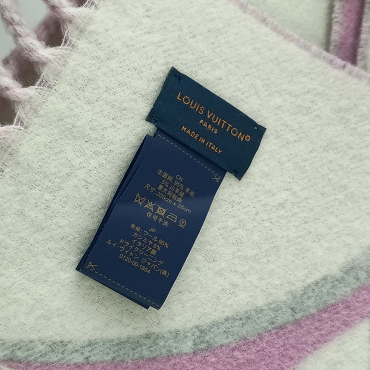 LOUIS VUITTON ルイヴィトン マフラー デュオ インフィニティ M93281 ローズ系 ウール95％ カシミヤ5% ユニセックス フリンジ 新品未使用展示品