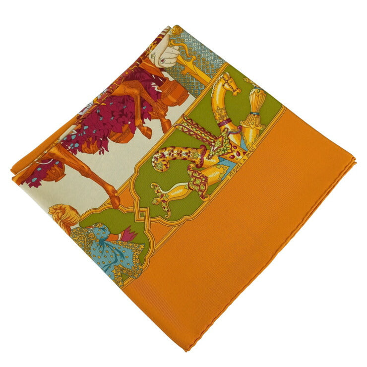 HERMES エルメス スカーフ カレ90 マルチカラー系 シルク100％ レディース SPLENDEUR DES MAHARAJAS 大判 美品