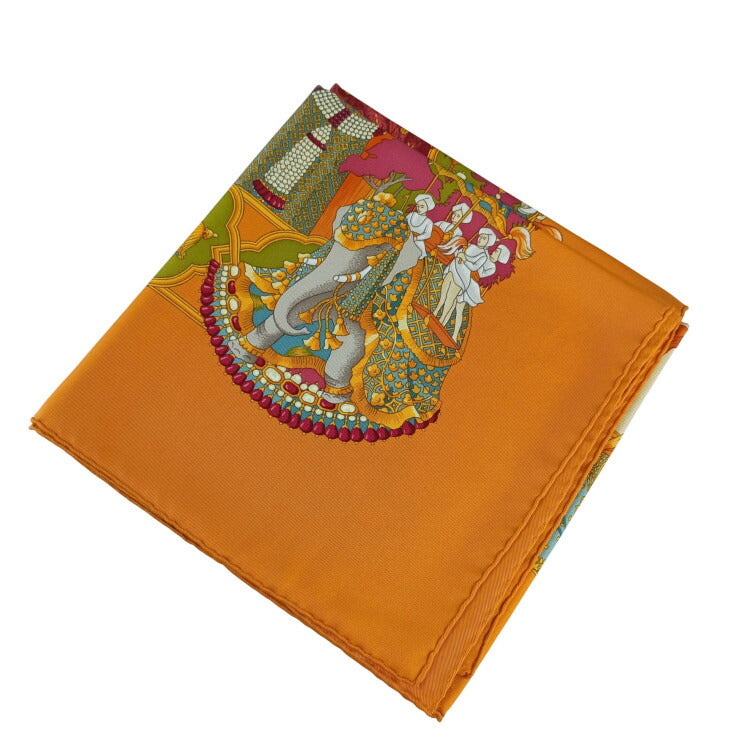 HERMES エルメス スカーフ カレ90 マルチカラー系 シルク100％ レディース SPLENDEUR DES MAHARAJAS 大判 美品