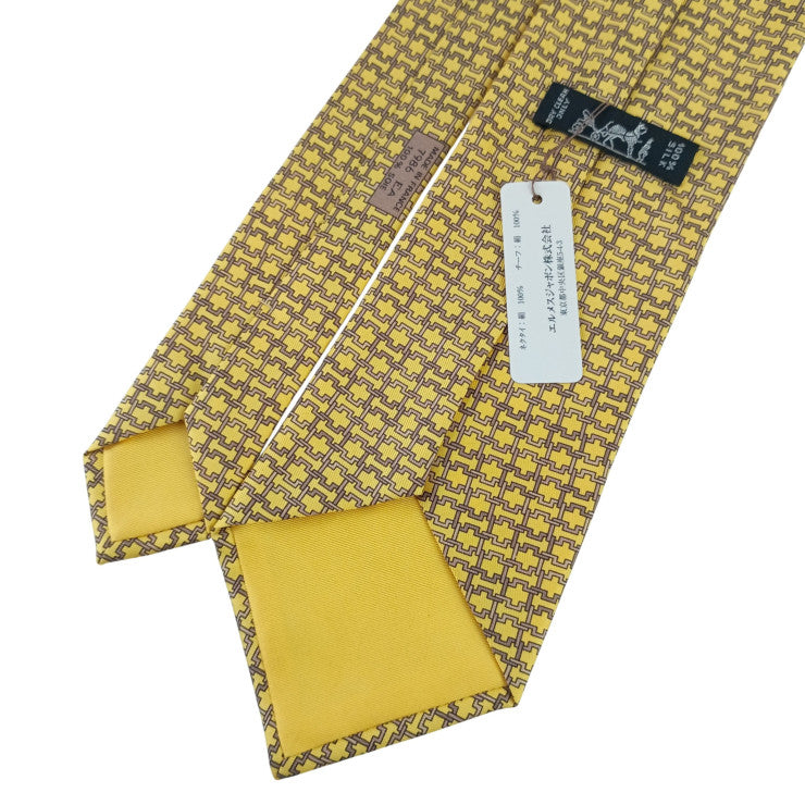 HERMES エルメス ネクタイ イエロー系 シルク100％ メンズ 新品未使用展示品