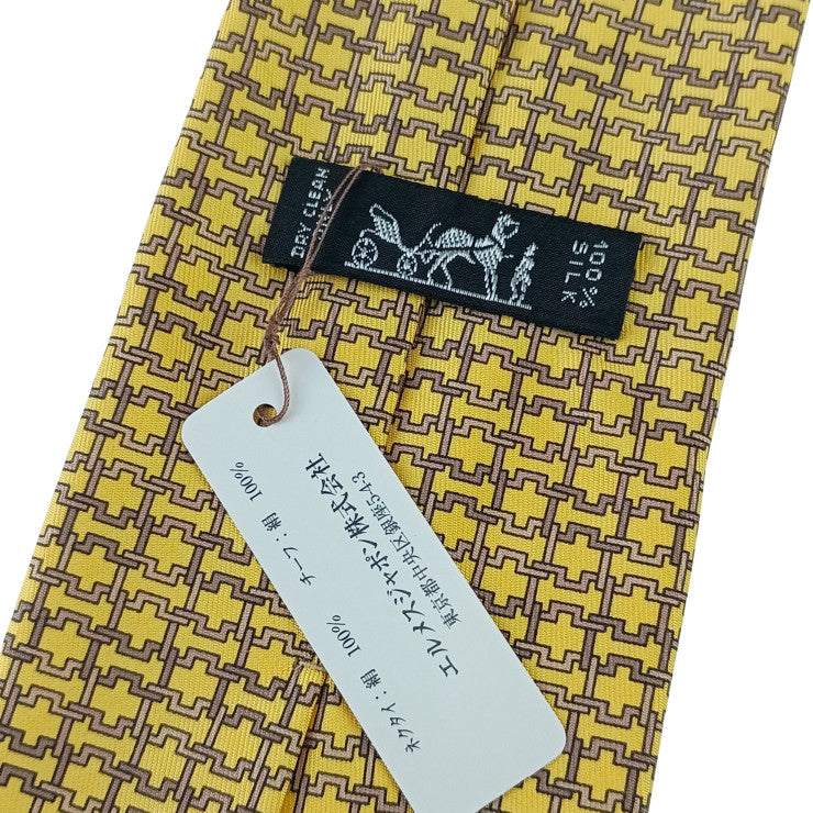 HERMES エルメス ネクタイ イエロー系 シルク100％ メンズ 新品未使用展示品