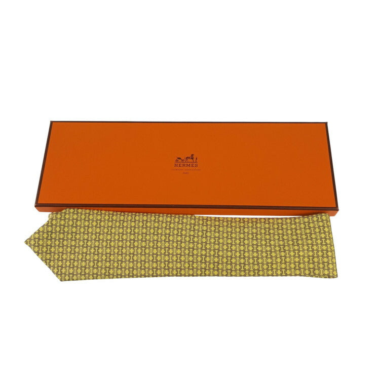 HERMES エルメス ネクタイ イエロー系 シルク100％ メンズ 新品未使用展示品