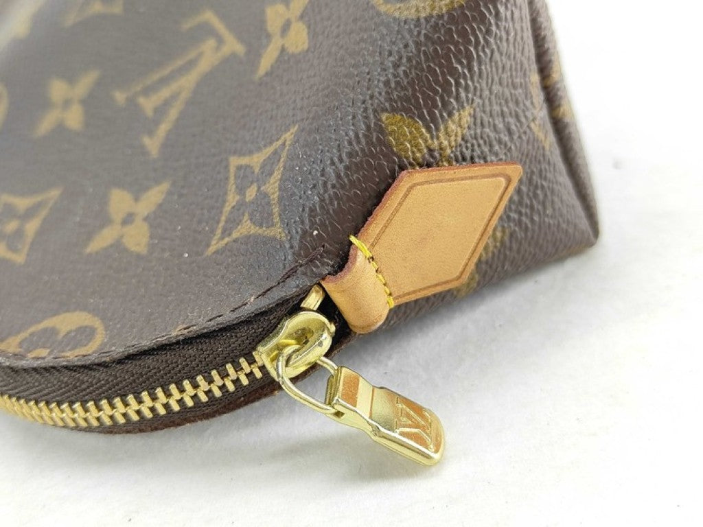 LOUIS VUITTON ルイヴィトン ポーチ ポシェットコスメティック M47515 ブラウン系 モノグラム レディース ゴールド金具 美品