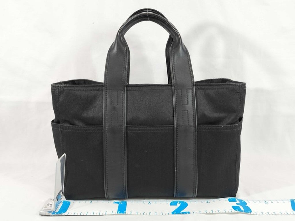 HERMES エルメス ハンドバッグ アカプルコ PM ブラック系 トワルシェブロン レザー レディース シルバー金具 美品
