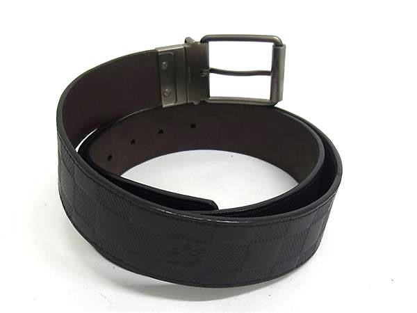 LOUIS VUITTON ルイヴィトン ベルト ダミエ アンフィニ サンチュール ダミエプリント 40MM M9150S ブラック ブラウン系 レザー メンズ リバーシブル 美品
