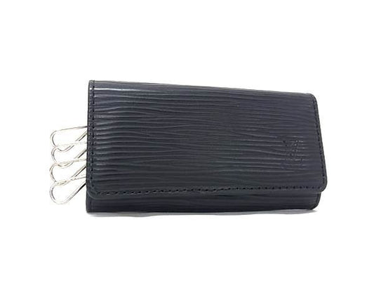 LOUIS VUITTON ルイヴィトン キーケース エピ ミュルティクレ4 M63822 ブラック系 レザー ユニセックス ４連 シルバー金具 美品