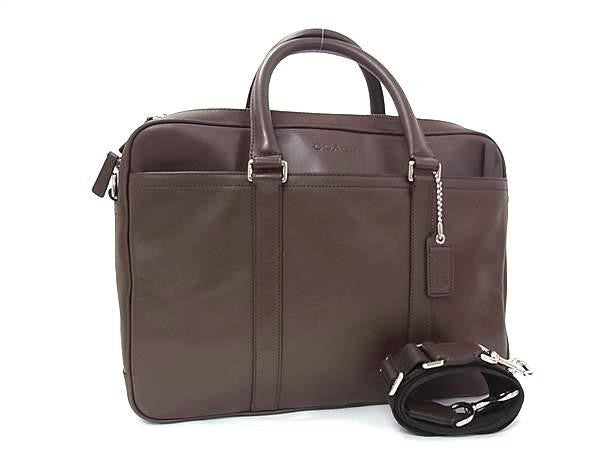 COACH コーチ ビジネスバッグ レキシントン ジップ トップ ブリーフ F71066 ブラウン系 レザー メンズ 2WAY ショルダーバッグ 超美品