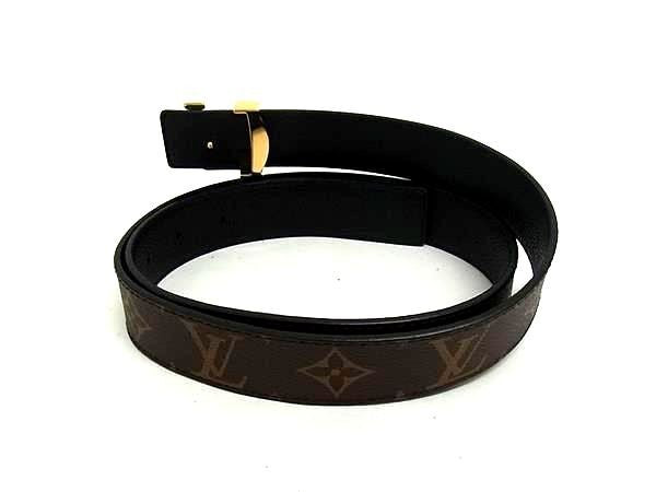 LOUIS VUITTON ルイヴィトン ベルト サンチュール LV イニシャル 30MM M0565V ブラウン ブラック系 PVC レザー レディース リバーシブル 美品