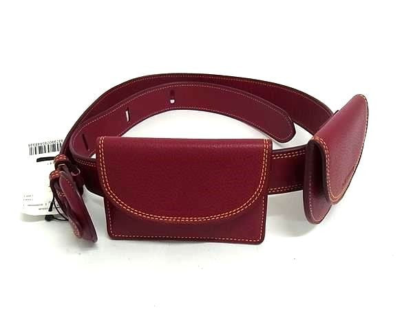 J&M DAVIDSON ジェイアンドエムデヴィッドソン ベルトバッグ 2 POUCH BELT 30MM（2ポーチ ベルト） 10240N バーガンディ系 レザー レディース 小物入れ コインケース 超美品