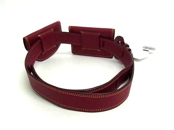 J&M DAVIDSON ジェイアンドエムデヴィッドソン ベルトバッグ 2 POUCH BELT 30MM（2ポーチ ベルト） 10240N バーガンディ系 レザー レディース 小物入れ コインケース 超美品