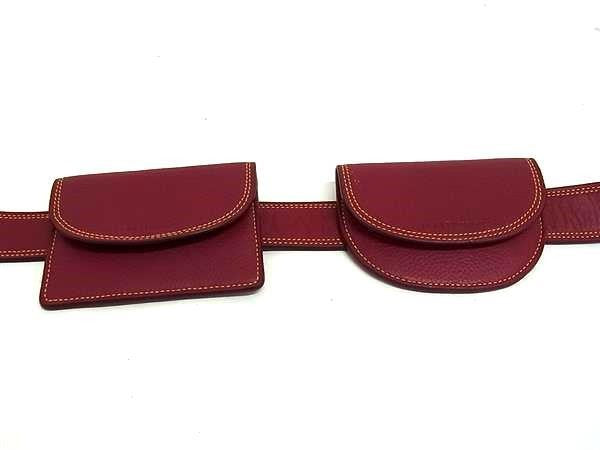J&M DAVIDSON ジェイアンドエムデヴィッドソン ベルトバッグ 2 POUCH BELT 30MM（2ポーチ ベルト） 10240N バーガンディ系 レザー レディース 小物入れ コインケース 超美品
