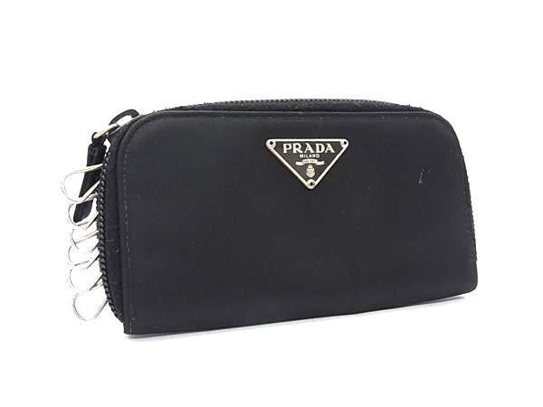 PRADA プラダ キーケース テスート 6連キーケース M604 ブラック系 ナイロン レザー ユニセックス ラウンドファスナー 美品