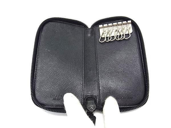 PRADA プラダ キーケース テスート 6連キーケース M604 ブラック系 ナイロン レザー ユニセックス ラウンドファスナー 美品
